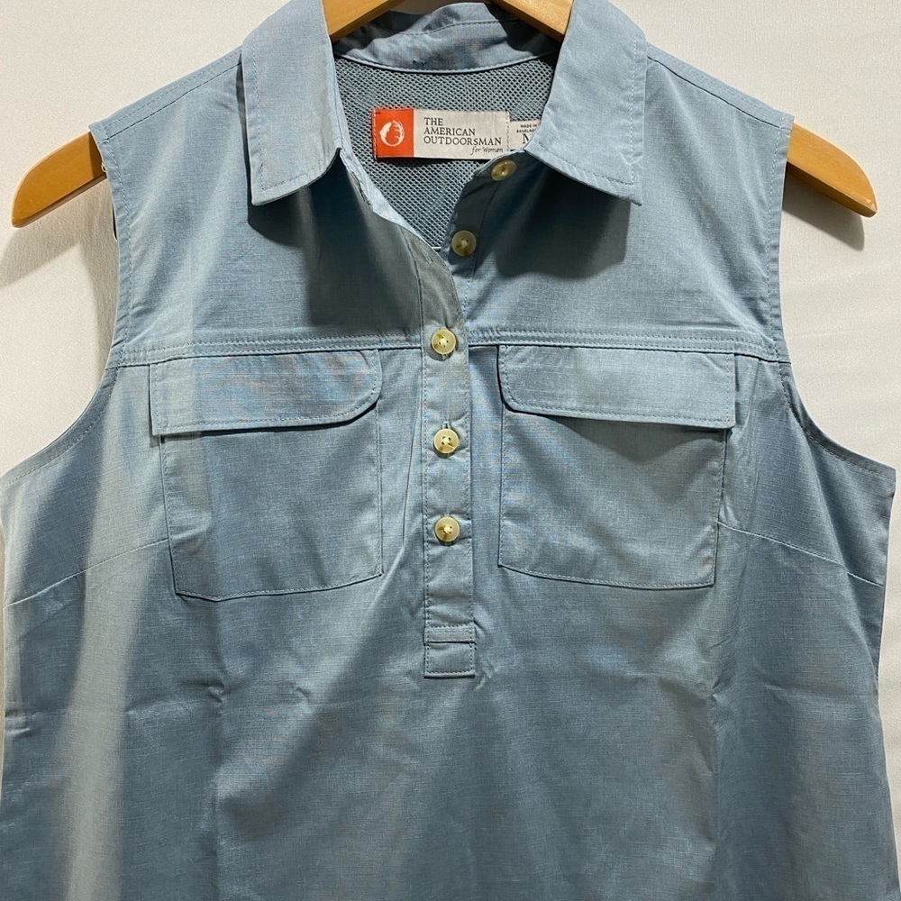 American Outdoorsman Golf sleeveless collared  half-button women’s  Blue size M - Picture 4 of 15